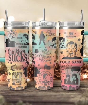 Home Alone Movies Custom Stanley Quencher 40Oz Stainless Steel Tumbler With Handle