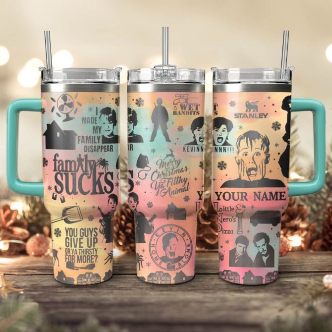 Home Alone Movies Custom Stanley Quencher 40Oz Stainless Steel Tumbler With Handle