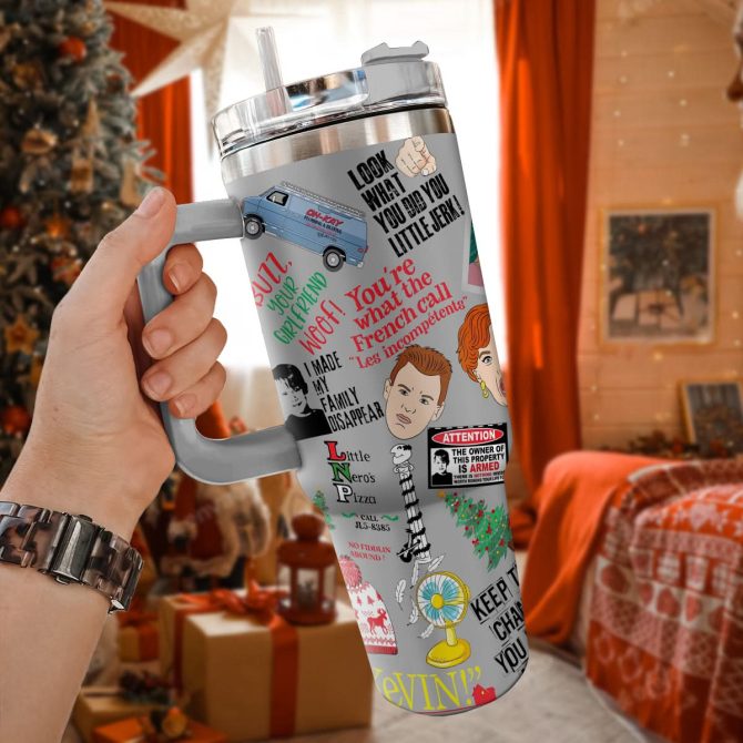 Home Alone Movies Custom Stanley Quencher 40Oz Stainless Steel Tumbler With Handle