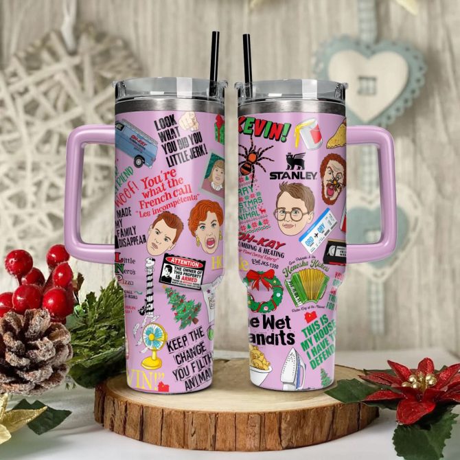 Home Alone Movies Custom Stanley Quencher 40Oz Stainless Steel Tumbler With Handle