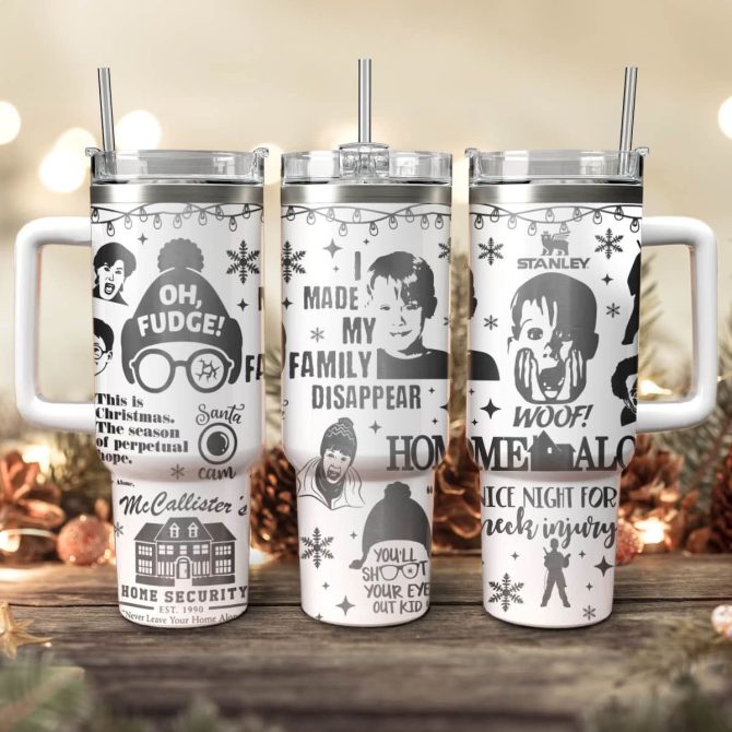Home Alone Movies Custom Stanley Quencher 40Oz Stainless Steel Tumbler With Handle