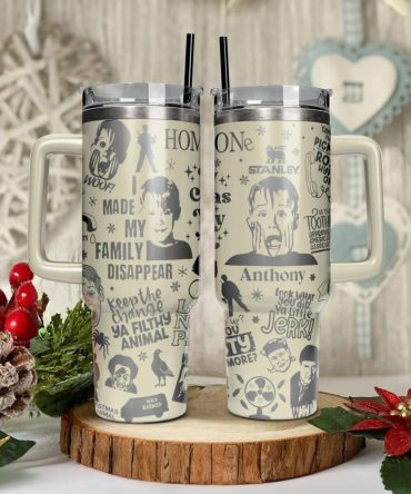 Home Alone Movies Custom Stanley Quencher 40Oz Stainless Steel Tumbler With Handle