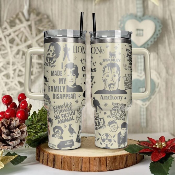 Home Alone Movies Custom Stanley Quencher 40Oz Stainless Steel Tumbler With Handle