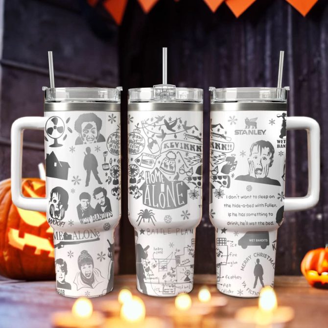 Home Alone Movies Custom Stanley Quencher 40Oz Stainless Steel Tumbler With Handle