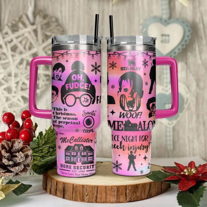 Home Alone Movies Custom Stanley Quencher 40Oz Stainless Steel Tumbler With Handle