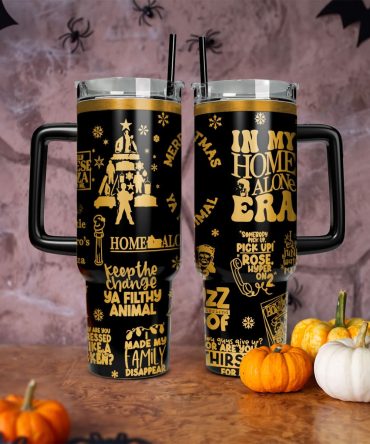 Home Alone Movies Custom Stanley Quencher 40Oz Stainless Steel Tumbler With Handle