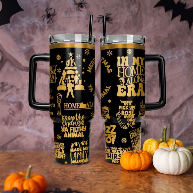 Home Alone Movies Custom Stanley Quencher 40Oz Stainless Steel Tumbler With Handle