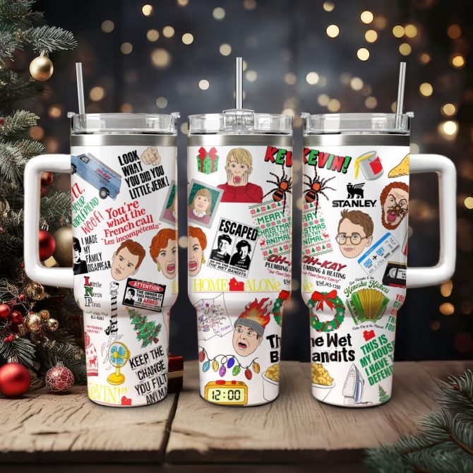 Home Alone Movies Custom Stanley Quencher 40Oz Stainless Steel Tumbler With Handle