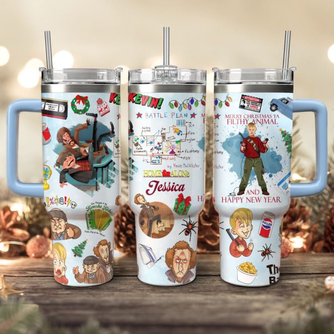 Home Alone Movies Custom Stanley Quencher 40Oz Stainless Steel Tumbler With Handle