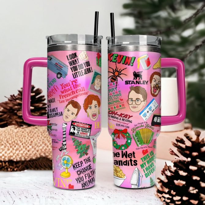Home Alone Movies Custom Stanley Quencher 40Oz Stainless Steel Tumbler With Handle