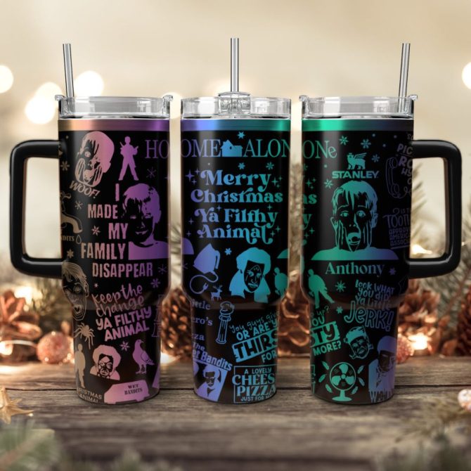 Home Alone Movies Custom Stanley Quencher 40Oz Stainless Steel Tumbler With Handle