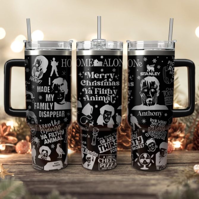 Home Alone Movies Custom Stanley Quencher 40Oz Stainless Steel Tumbler With Handle