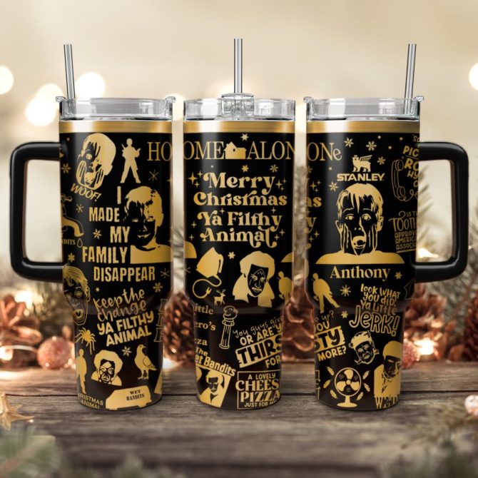 Home Alone Movies Custom Stanley Quencher 40Oz Stainless Steel Tumbler With Handle