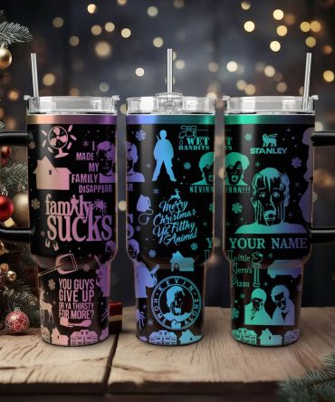 Home Alone Movies Custom Stanley Quencher 40Oz Stainless Steel Tumbler With Handle