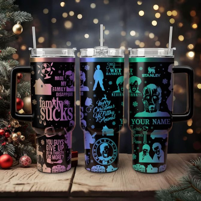 Home Alone Movies Custom Stanley Quencher 40Oz Stainless Steel Tumbler With Handle