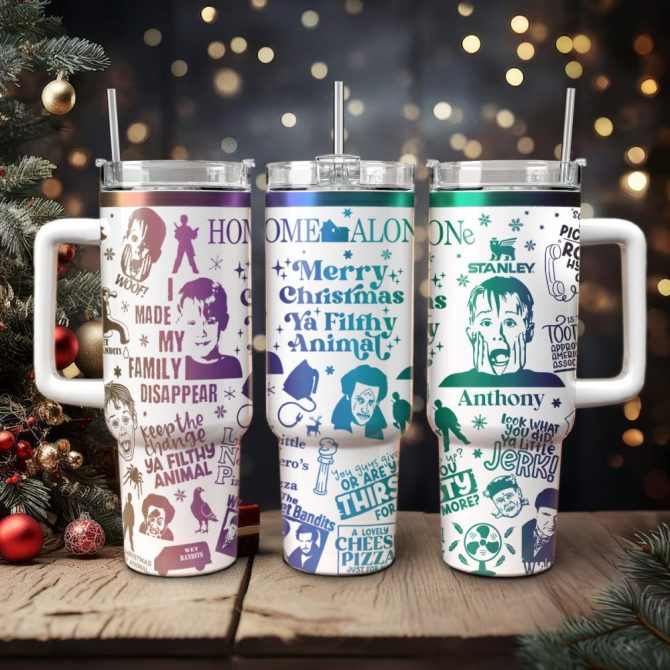 Home Alone Movies Custom Stanley Quencher 40Oz Stainless Steel Tumbler With Handle