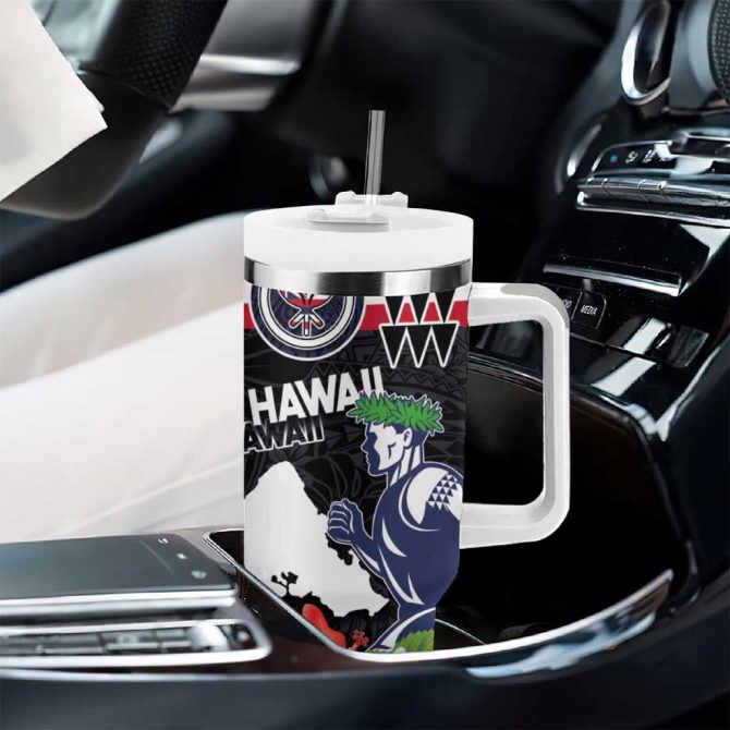 Honolulu Running Race Hawaii Marathon Kakau Art With Hibiscus And National Flag Custom Stanley Quencher 40Oz Stainless Steel Tumbler With Handle - Image 8