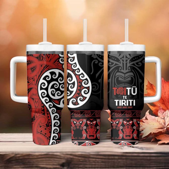 Honour The Treaty New Zealand Toitu Te Tiriti Ake!Ake!Ake! Custom Stanley Quencher 40Oz Stainless Steel Tumbler With Handle - Image 4