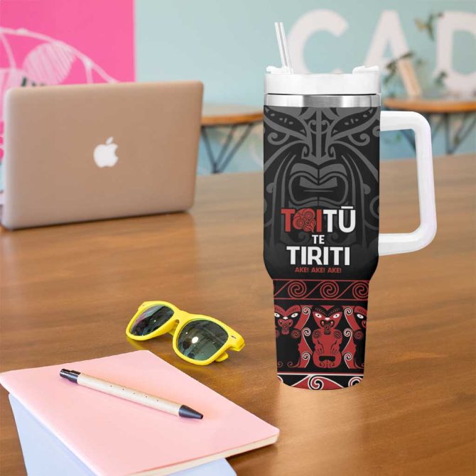 Honour The Treaty New Zealand Toitu Te Tiriti Ake!Ake!Ake! Custom Stanley Quencher 40Oz Stainless Steel Tumbler With Handle - Image 5