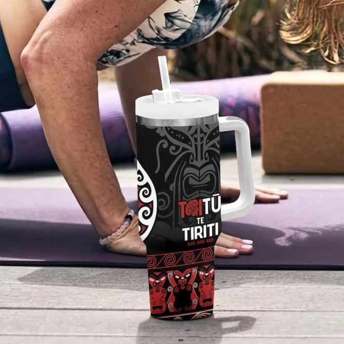 Honour The Treaty New Zealand Toitu Te Tiriti Ake!Ake!Ake! Custom Stanley Quencher 40Oz Stainless Steel Tumbler With Handle - Image 6