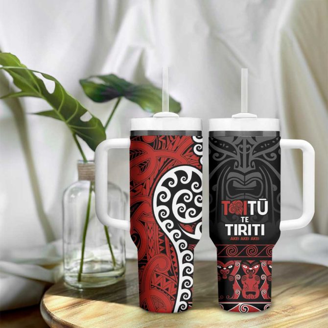 Honour The Treaty New Zealand Toitu Te Tiriti Ake!Ake!Ake! Custom Stanley Quencher 40Oz Stainless Steel Tumbler With Handle - Image 9