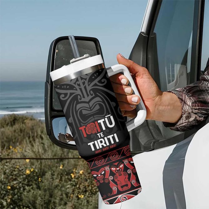 Honour The Treaty New Zealand Toitu Te Tiriti Ake!Ake!Ake! Custom Stanley Quencher 40Oz Stainless Steel Tumbler With Handle - Image 7
