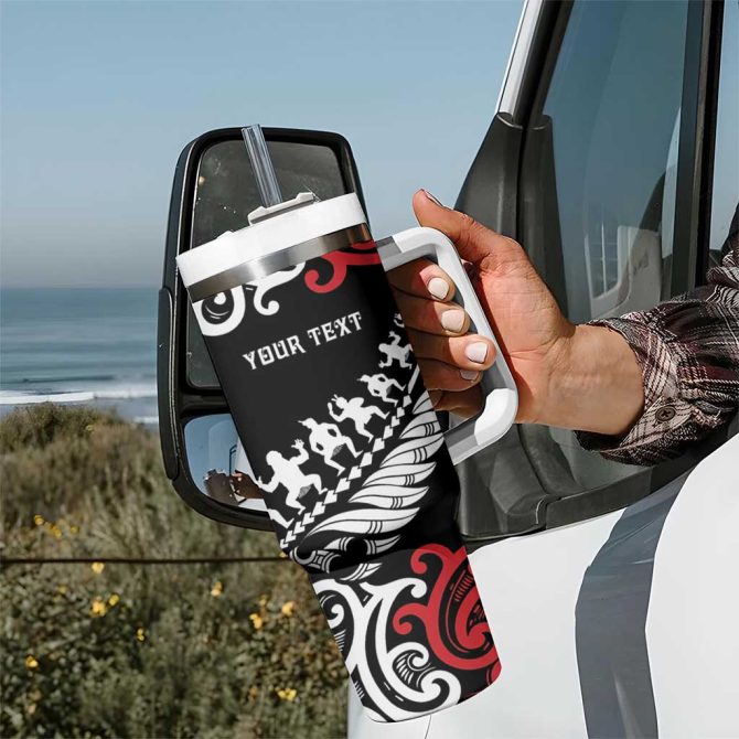 Honour The Treaty New Zealand Toitu Te Tiriti Half Fern Custom Stanley Quencher 40Oz Stainless Steel Tumbler With Handle - Image 7