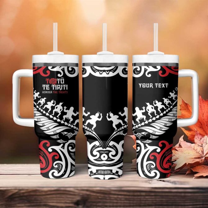 Honour The Treaty New Zealand Toitu Te Tiriti Half Fern Custom Stanley Quencher 40Oz Stainless Steel Tumbler With Handle - Image 4