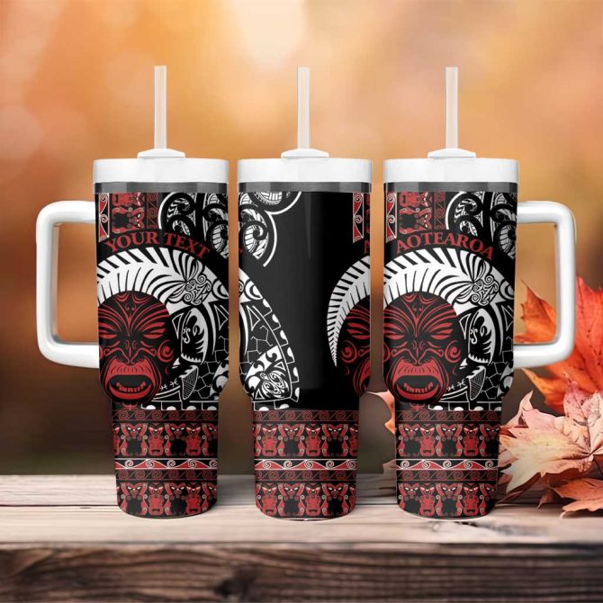 Honour The Treaty New Zealand Toitu Te Tiriti Indigenous Maori Face Custom Stanley Quencher 40Oz Stainless Steel Tumbler With Handle - Image 4