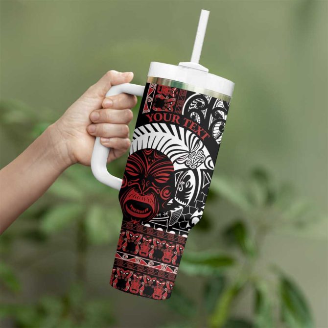 Honour The Treaty New Zealand Toitu Te Tiriti Indigenous Maori Face Custom Stanley Quencher 40Oz Stainless Steel Tumbler With Handle - Image 3