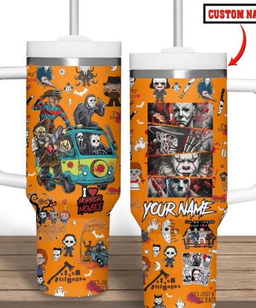Horror Characters Movies Custom Stanley Quencher 40Oz Stainless Steel Tumbler