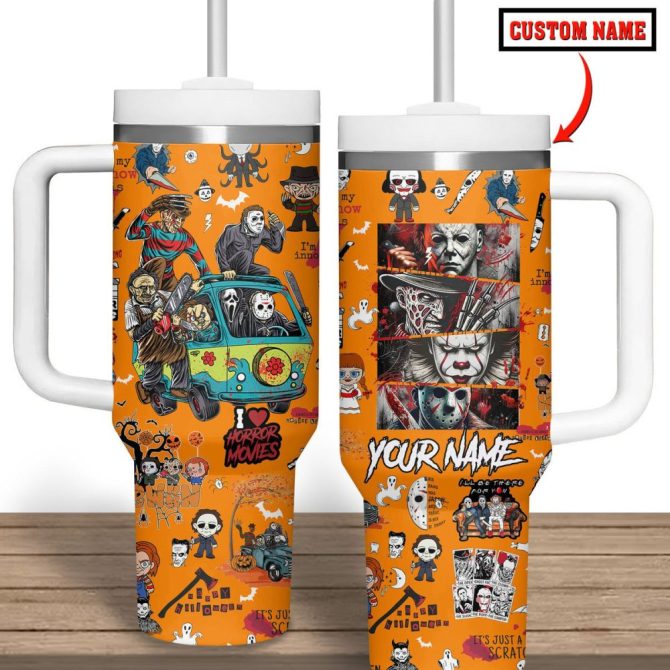 Horror Characters Movies Custom Stanley Quencher 40Oz Stainless Steel Tumbler