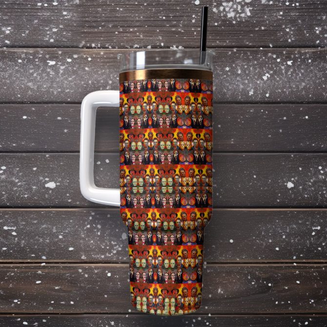 Horror Characters Movies Custom Stanley Quencher 40Oz Stainless Steel Tumbler With Handle - Image 2