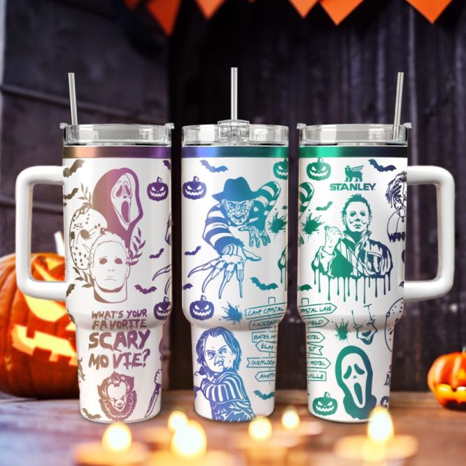 Horror Characters Movies Custom Stanley Quencher 40Oz Stainless Steel Tumbler With Handle