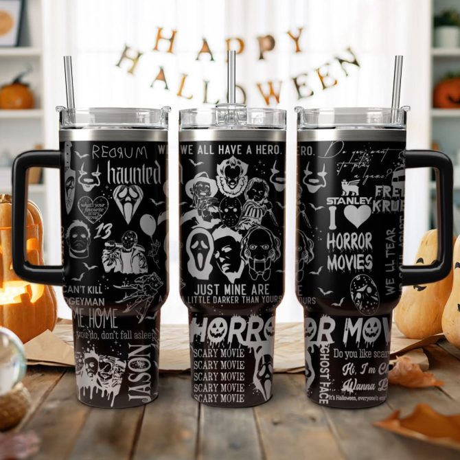 Horror Characters Movies Custom Stanley Quencher 40Oz Stainless Steel Tumbler With Handle