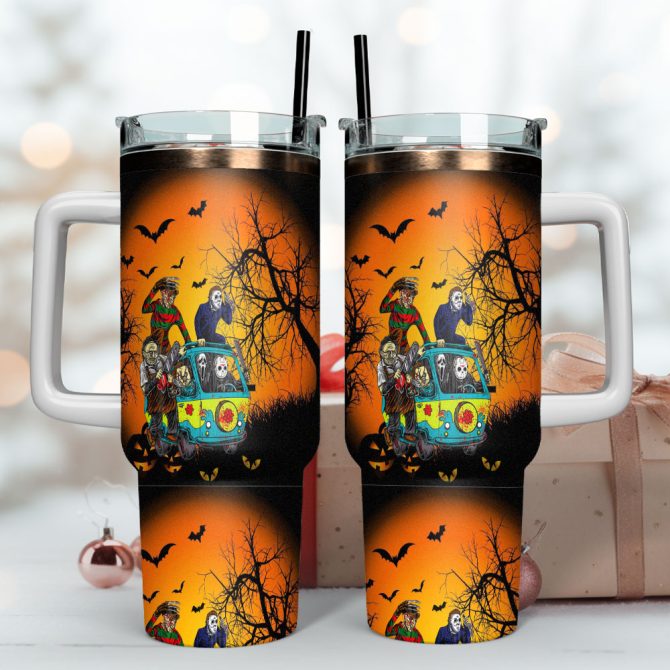 Horror Characters Movies Custom Stanley Quencher 40Oz Stainless Steel Tumbler With Handle - Image 4