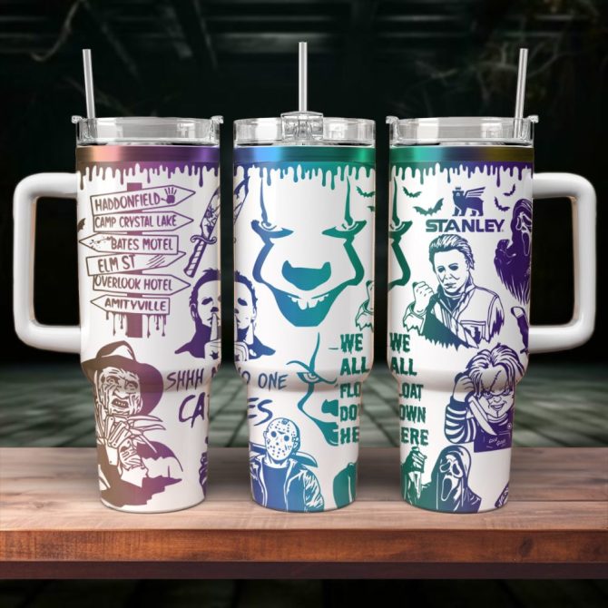 Horror Characters Movies Custom Stanley Quencher 40Oz Stainless Steel Tumbler With Handle