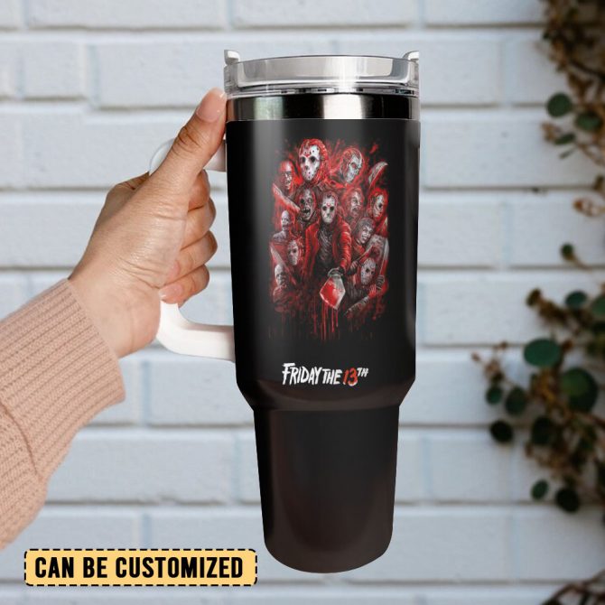 Horror Characters Movies Custom Stanley Quencher 40Oz Stainless Steel Tumbler With Handle - Image 3