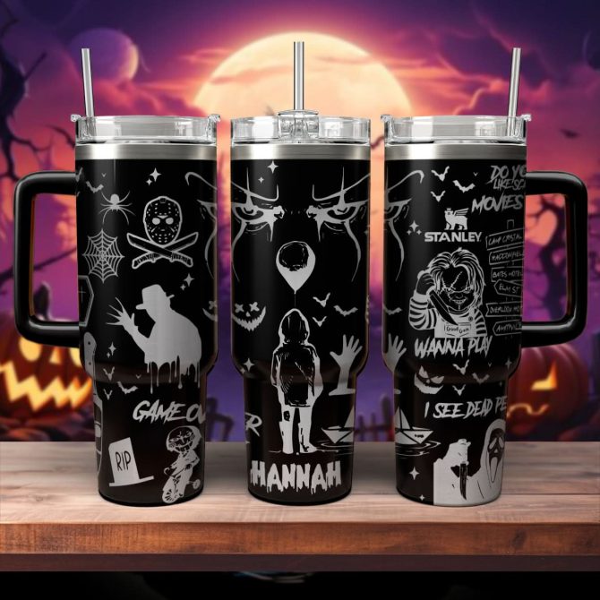 Horror Characters Movies Custom Stanley Quencher 40Oz Stainless Steel Tumbler With Handle