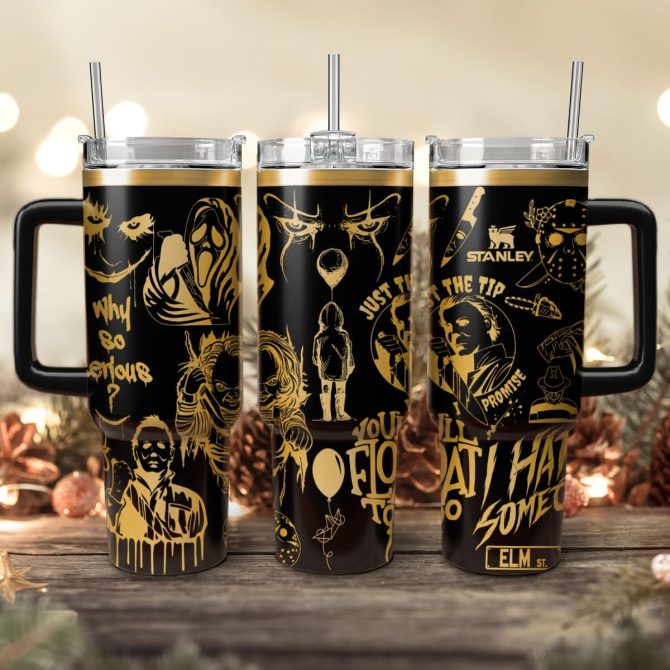 Horror Characters Movies Custom Stanley Quencher 40Oz Stainless Steel Tumbler With Handle