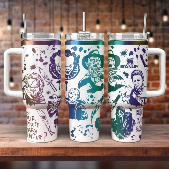 Horror Characters Movies Custom Stanley Quencher 40Oz Stainless Steel Tumbler With Handle