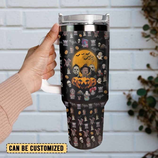 Horror Characters Movies Custom Stanley Quencher 40Oz Stainless Steel Tumbler With Handle - Image 3