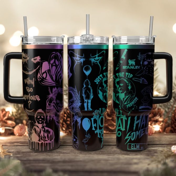 Horror Characters Movies Custom Stanley Quencher 40Oz Stainless Steel Tumbler With Handle