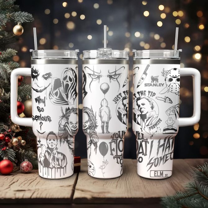 Horror Characters Movies Custom Stanley Quencher 40Oz Stainless Steel Tumbler With Handle