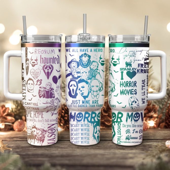 Horror Characters Movies Custom Stanley Quencher 40Oz Stainless Steel Tumbler With Handle