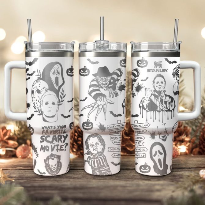 Horror Characters Movies Custom Stanley Quencher 40Oz Stainless Steel Tumbler With Handle