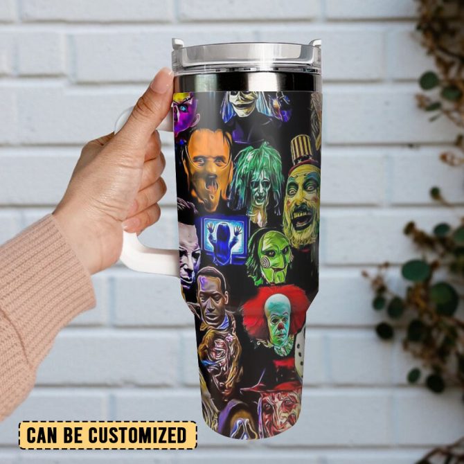 Horror Characters Movies Custom Stanley Quencher 40Oz Stainless Steel Tumbler With Handle - Image 3