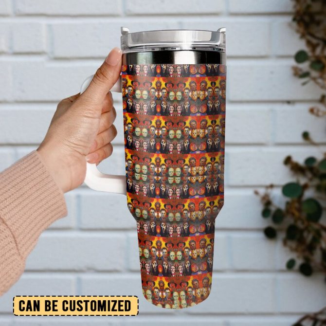 Horror Characters Movies Custom Stanley Quencher 40Oz Stainless Steel Tumbler With Handle - Image 3