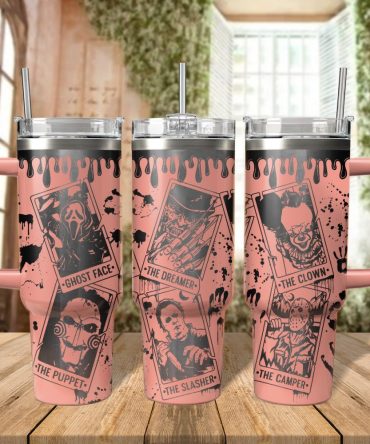 Horror Characters Movies Custom Stanley Quencher 40Oz Stainless Steel Tumbler With Handle