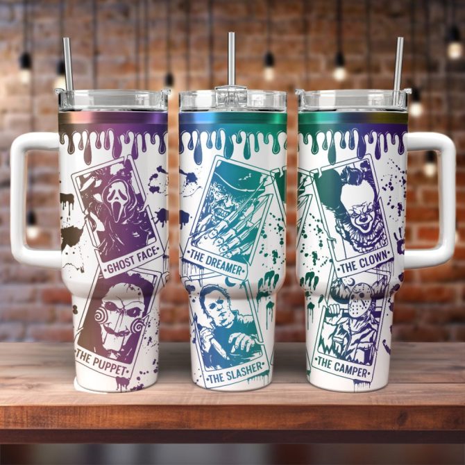 Horror Characters Movies Custom Stanley Quencher 40Oz Stainless Steel Tumbler With Handle